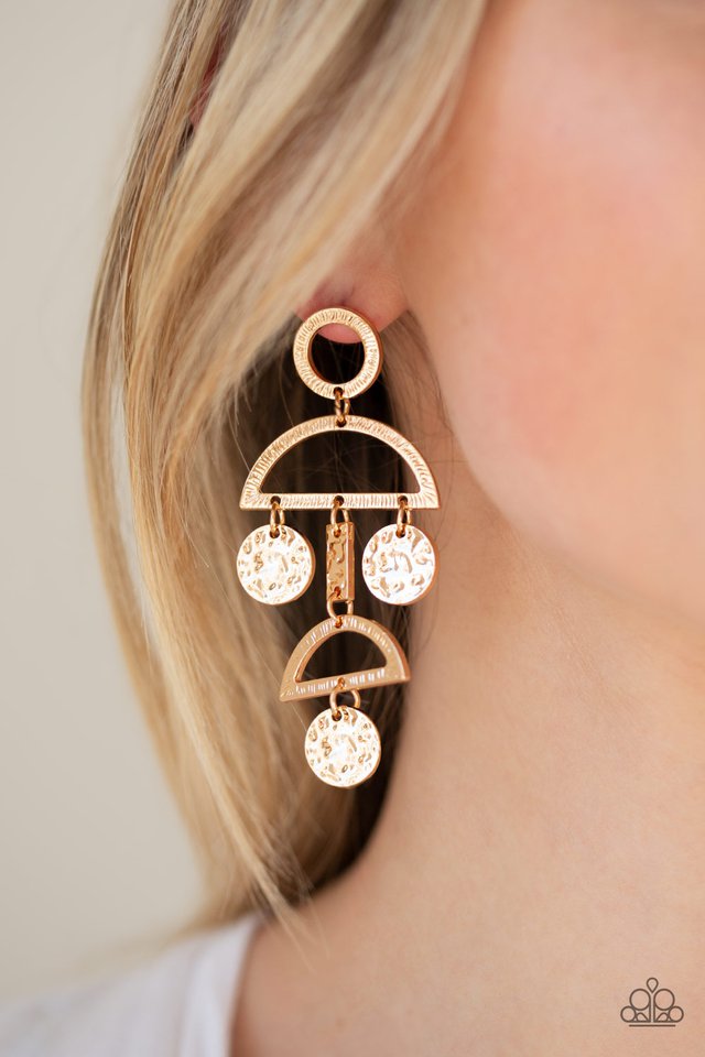 Paparazzi ♥ Incan Eclipse - Gold ♥ Post Earrings