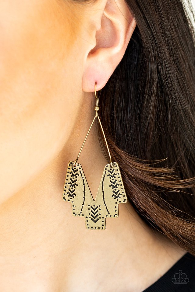 Paparazzi ♥ Arizona Adobe - Brass ♥ Earrings