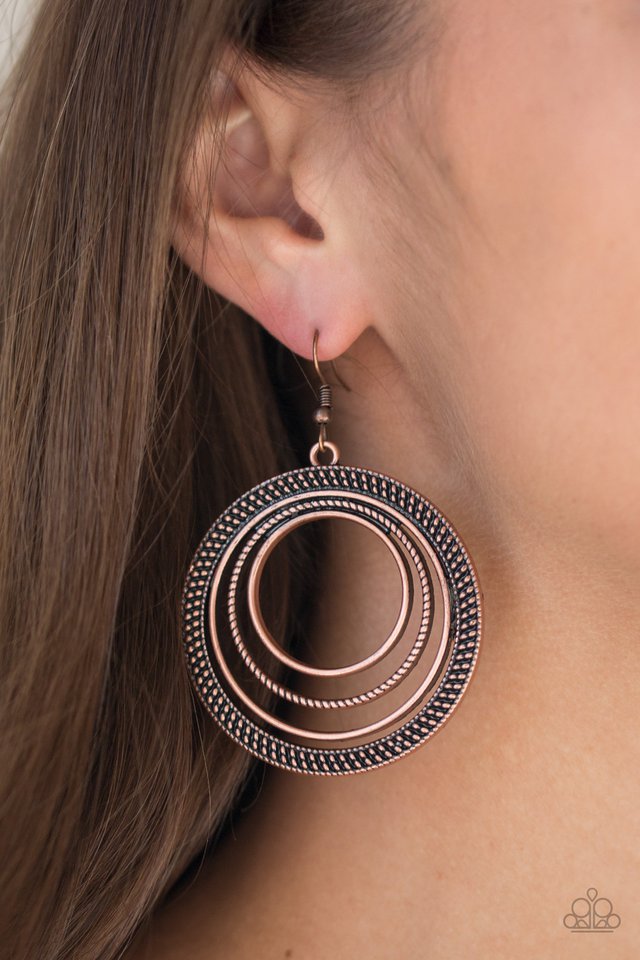 Paparazzi ♥ Totally Textured - Copper ♥ Earrings