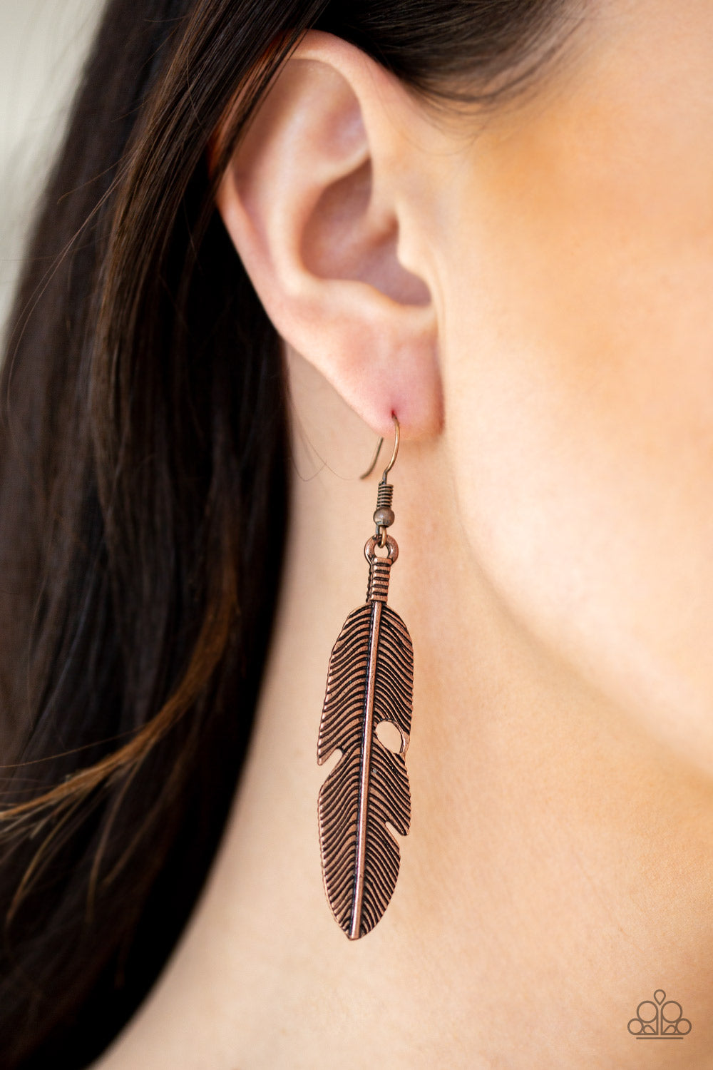 Paparazzi ♥ Feathers QUILL Fly - Copper ♥ Earrings