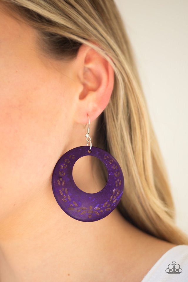 Paparazzi ♥ Beach Club Clubbin - Purple ♥ Earrings
