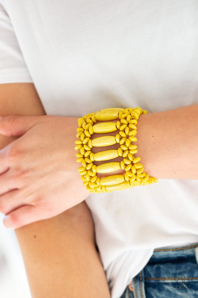 Paparazzi ♥ Barbados Beach Club - Yellow ♥ Bracelet