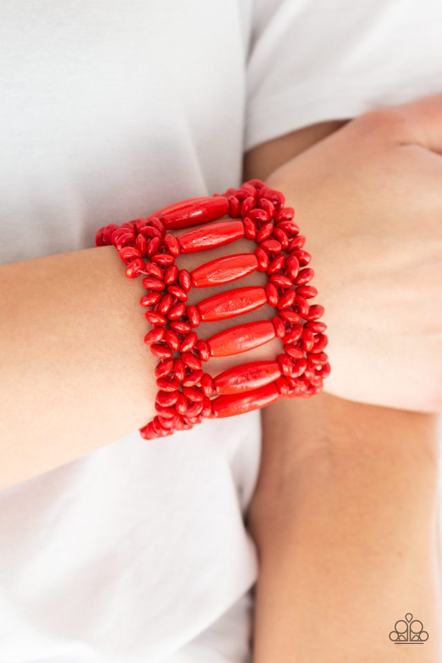 Paparazzi ♥ Barbados Beach Club - Red ♥ Bracelet