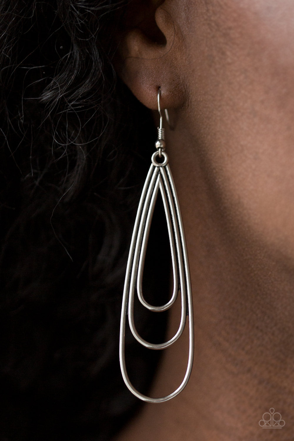 Paparazzi ♥ Triple Ripple - Silver ♥ Earrings