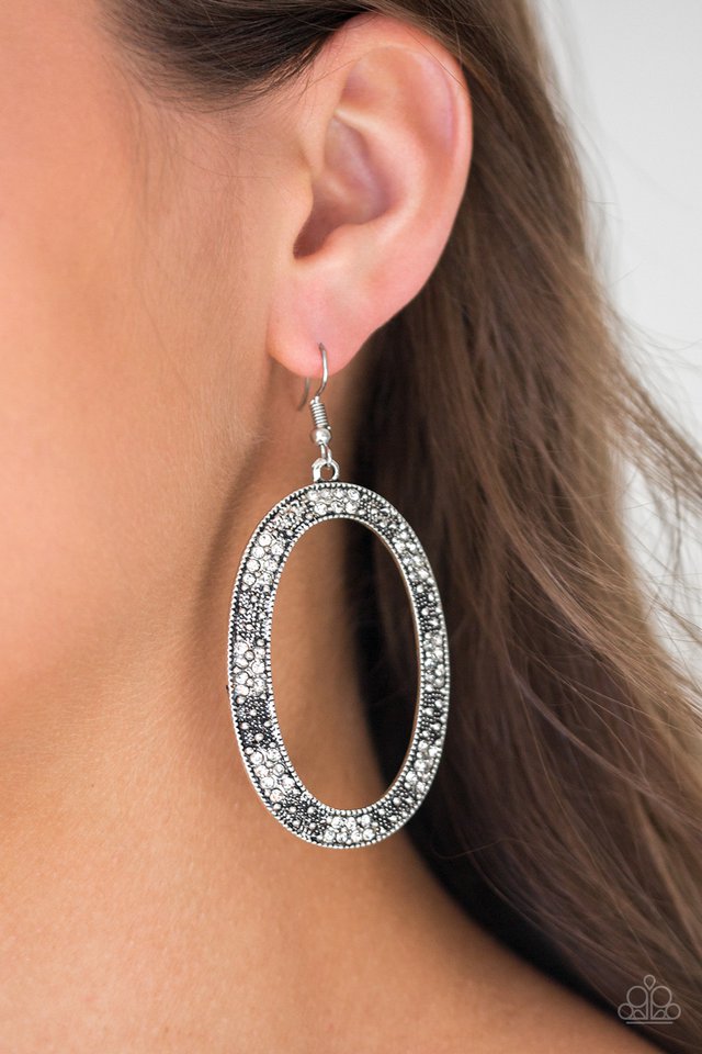 Paparazzi ♥ Rhinestone Rebel - White ♥ Earrings