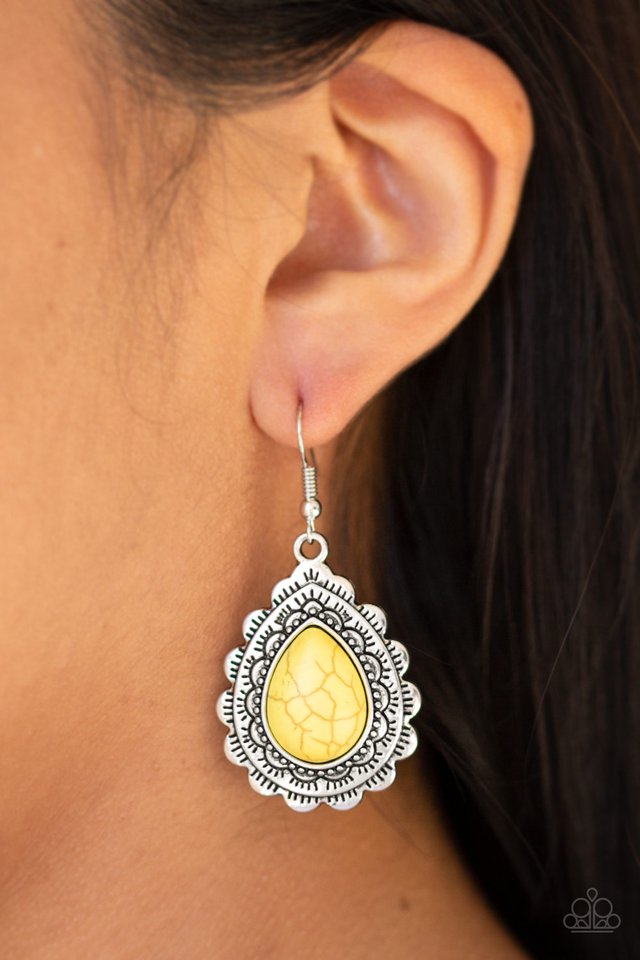 Paparazzi ♥ Mesa Mustang - Yellow ♥ Earrings
