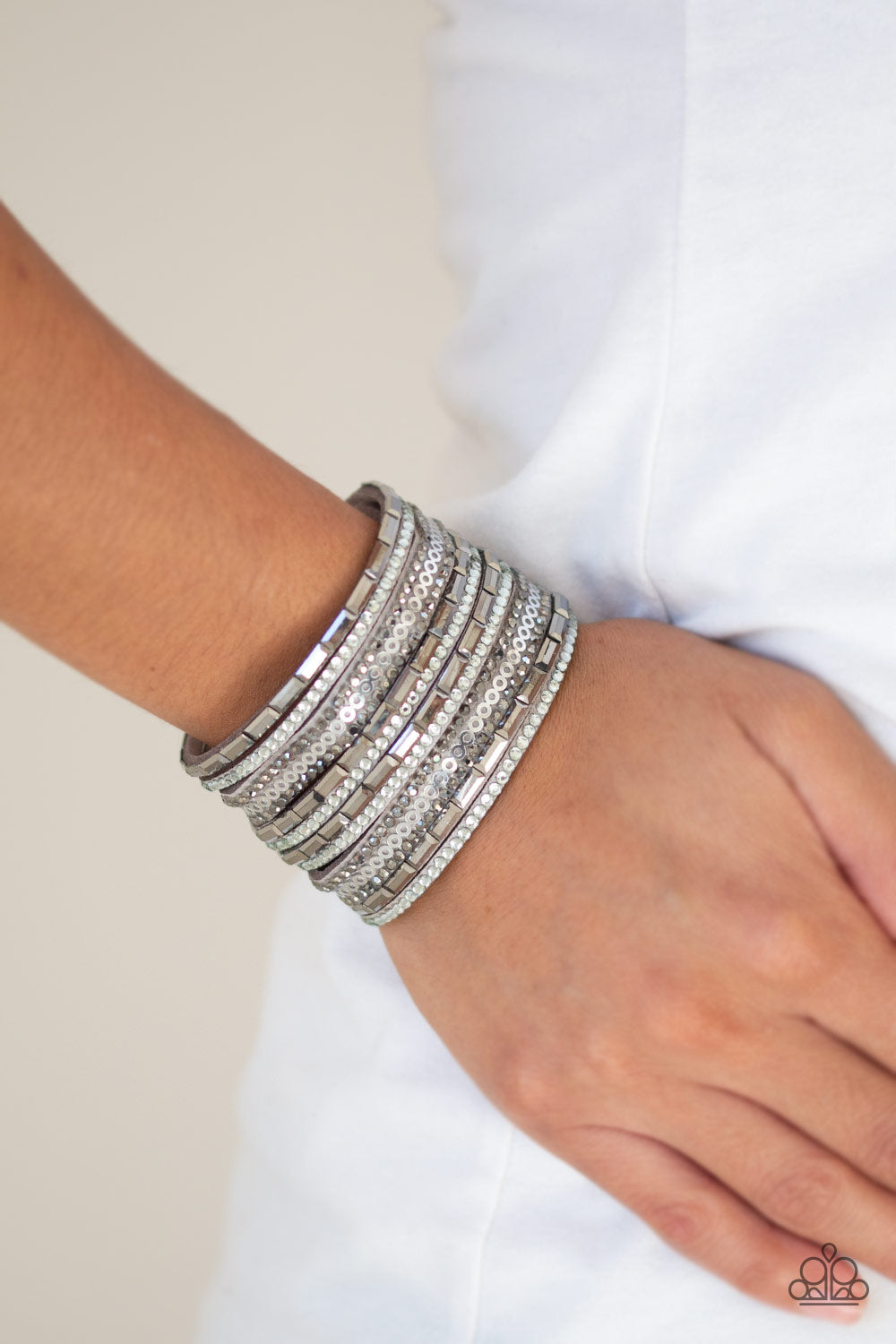 Paparazzi ♥ A Wait-and-SEQUIN Attitude - Silver ♥ Bracelet