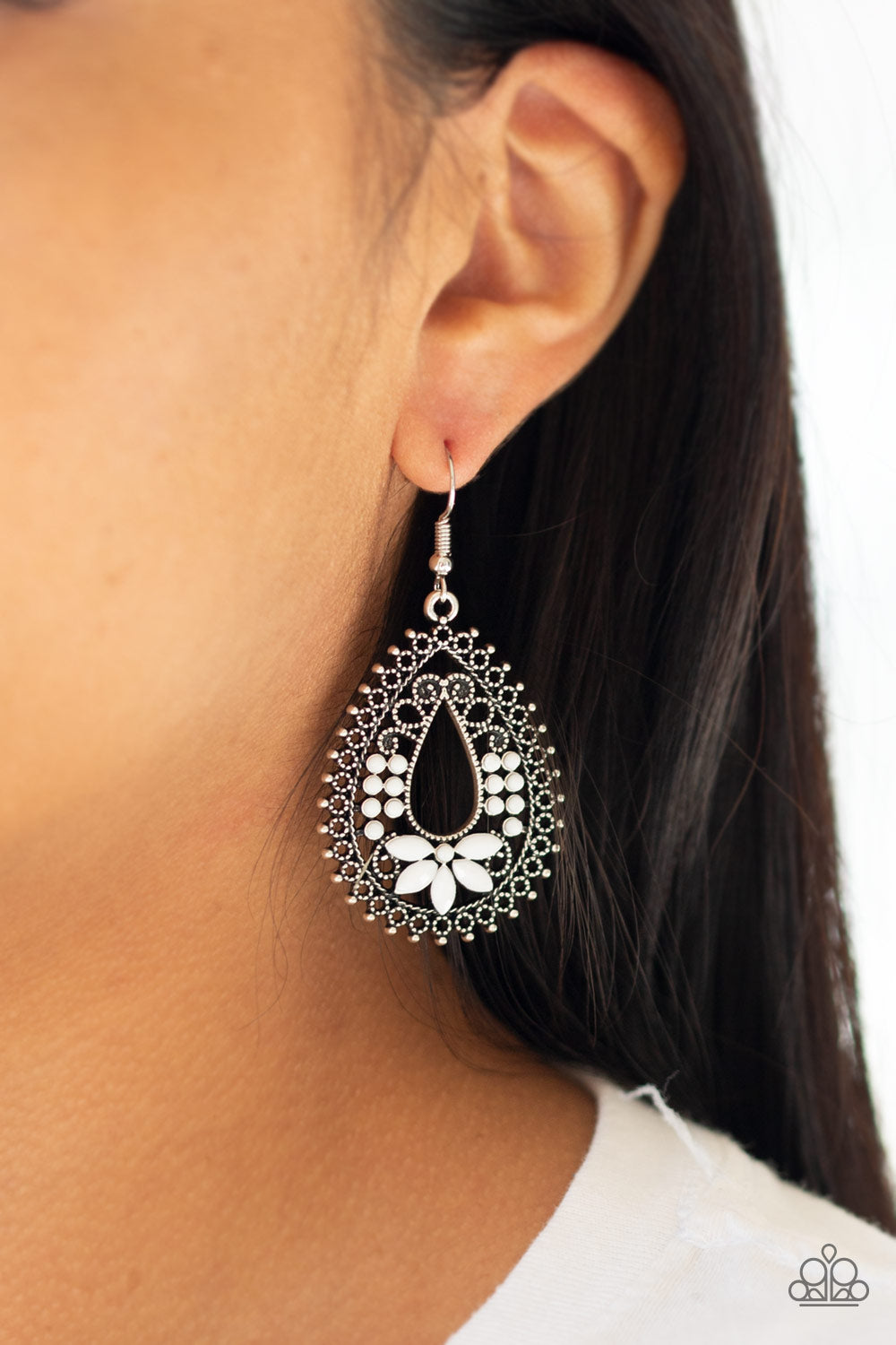 Paparazzi ♥ Atta-GALA - White ♥ Earrings