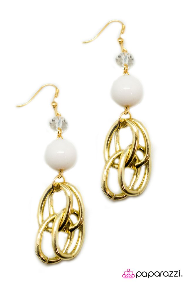 Paparazzi ♥ Happy Medium - White ♥ Earrings