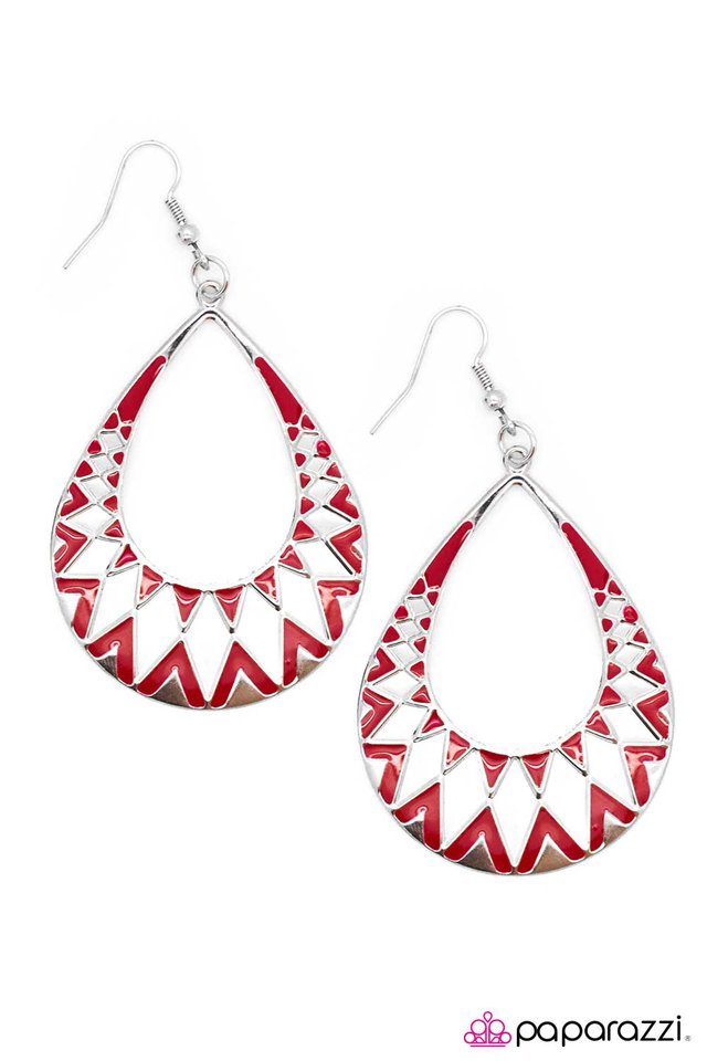 Paparazzi ♥ Shattered - Red ♥ Earrings