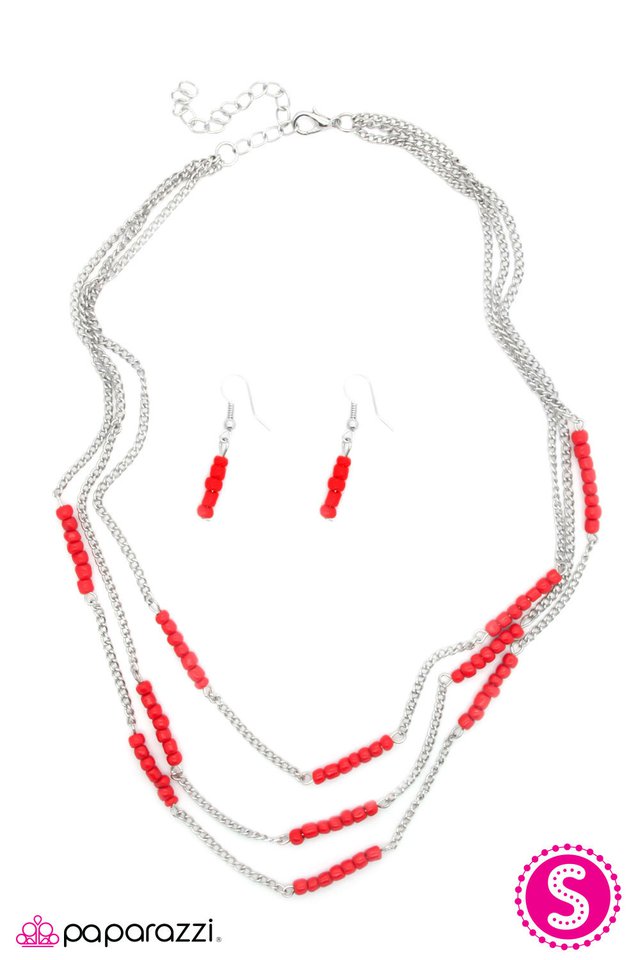 Paparazzi ♥ Level the Playing Field - Red ♥ Necklace