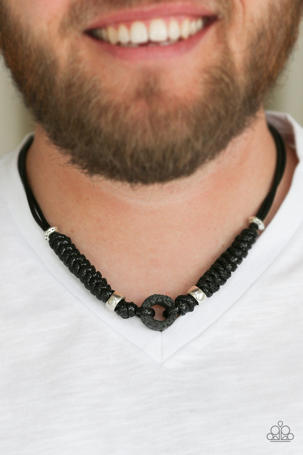 Paparazzi ♥ Beach Cruise - Black ♥ Mens Necklace