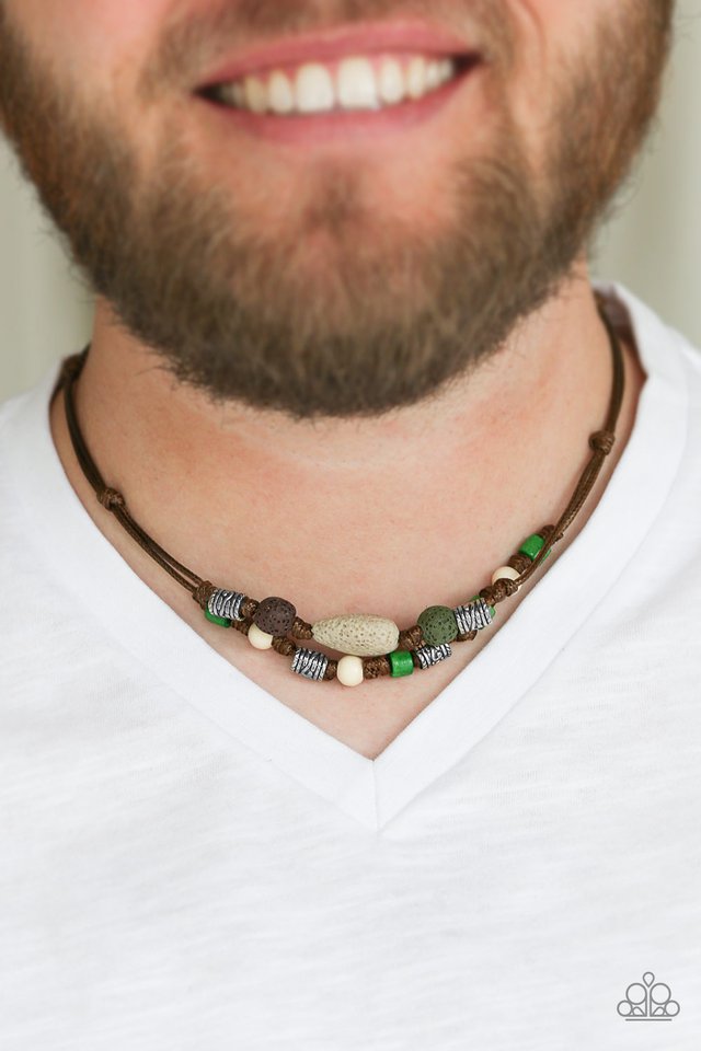 Paparazzi ♥ Tiki Trek - Green ♥ Mens Necklace