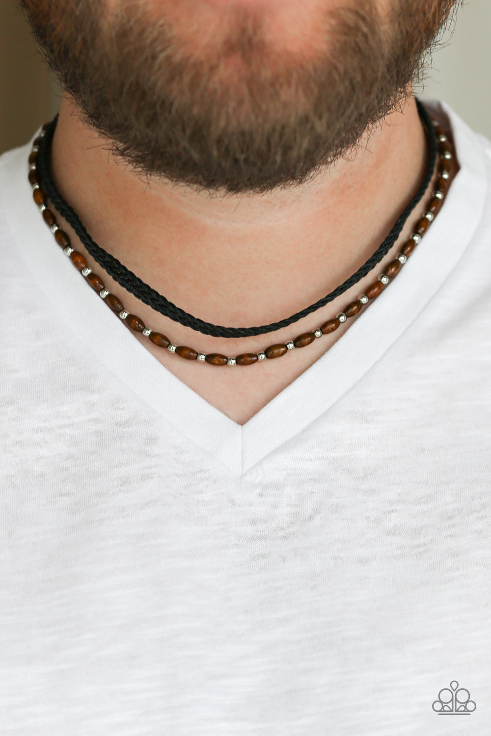 Paparazzi ♥ As Luck WOOD Have It - Black ♥ Mens Necklace