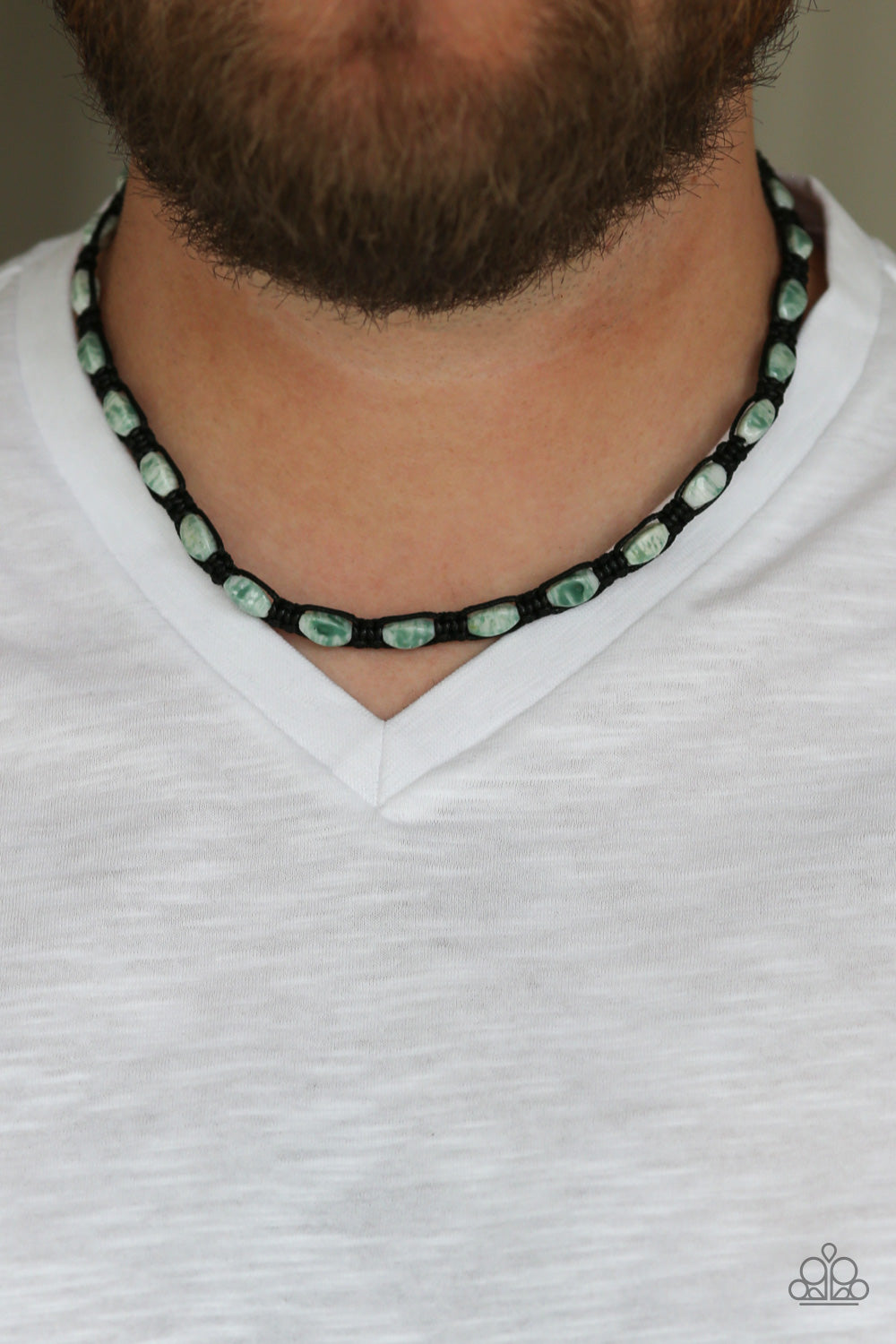 Paparazzi ♥ Slip and ROCKSLIDE - Green ♥ Mens Necklace
