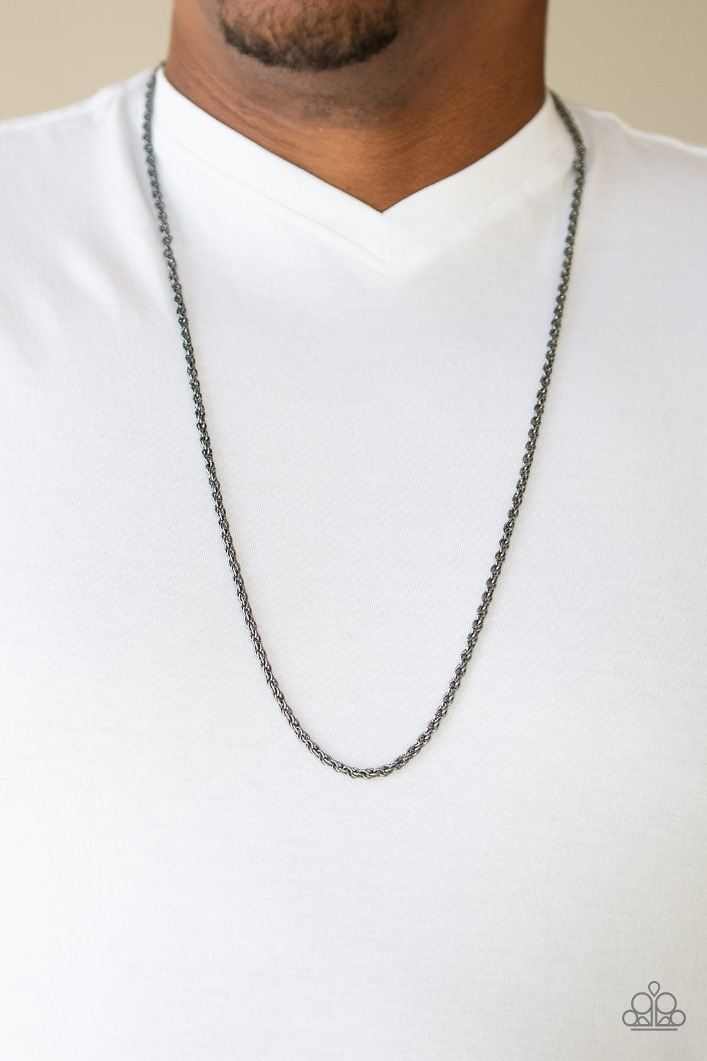Paparazzi ♥ The Go-To Guy - Black ♥ Mens Necklace