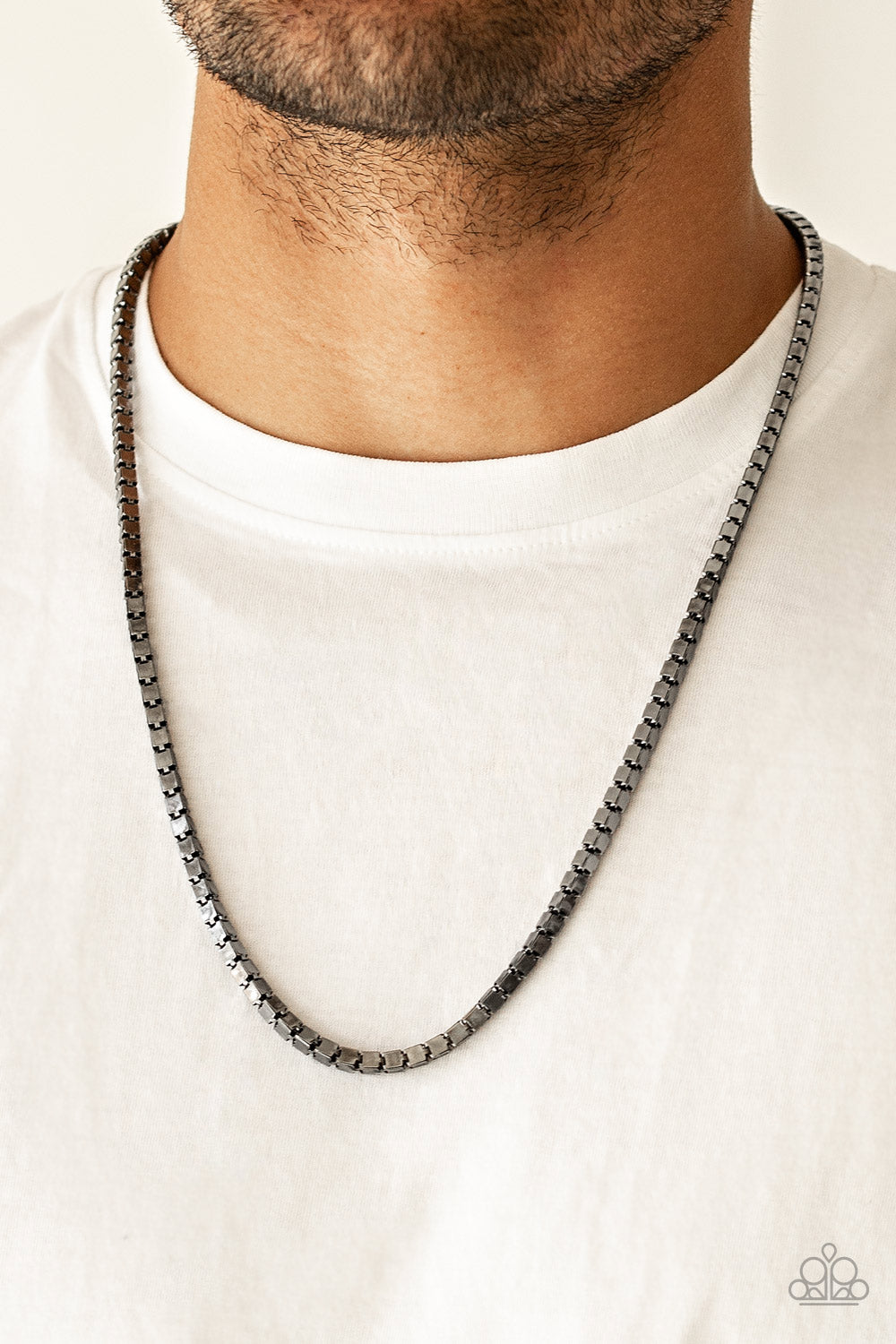 Paparazzi ♥ Boxed In - Black ♥ Mens Necklace