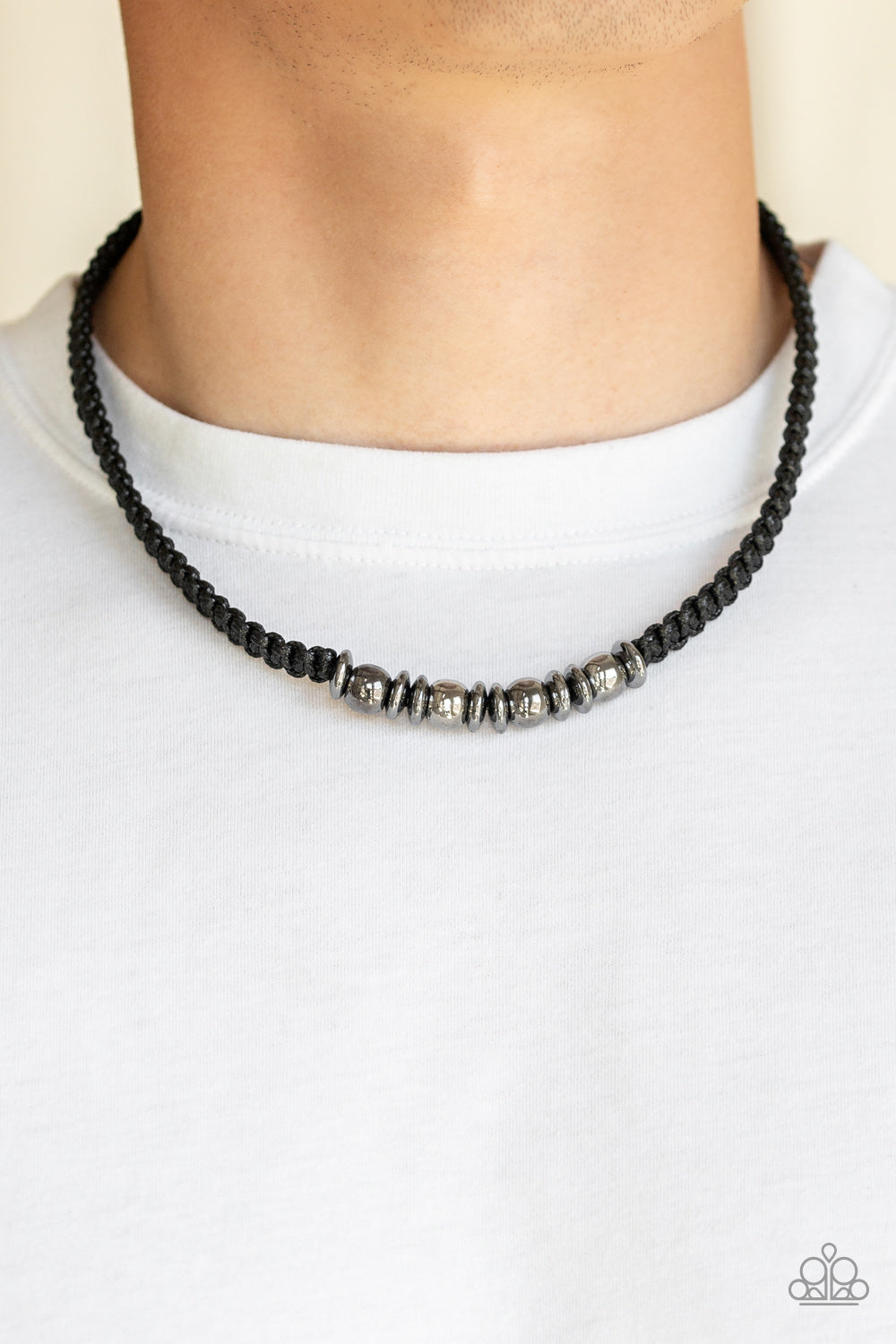 Paparazzi ♥ Metal Mechanics - Black ♥ Mens Necklace