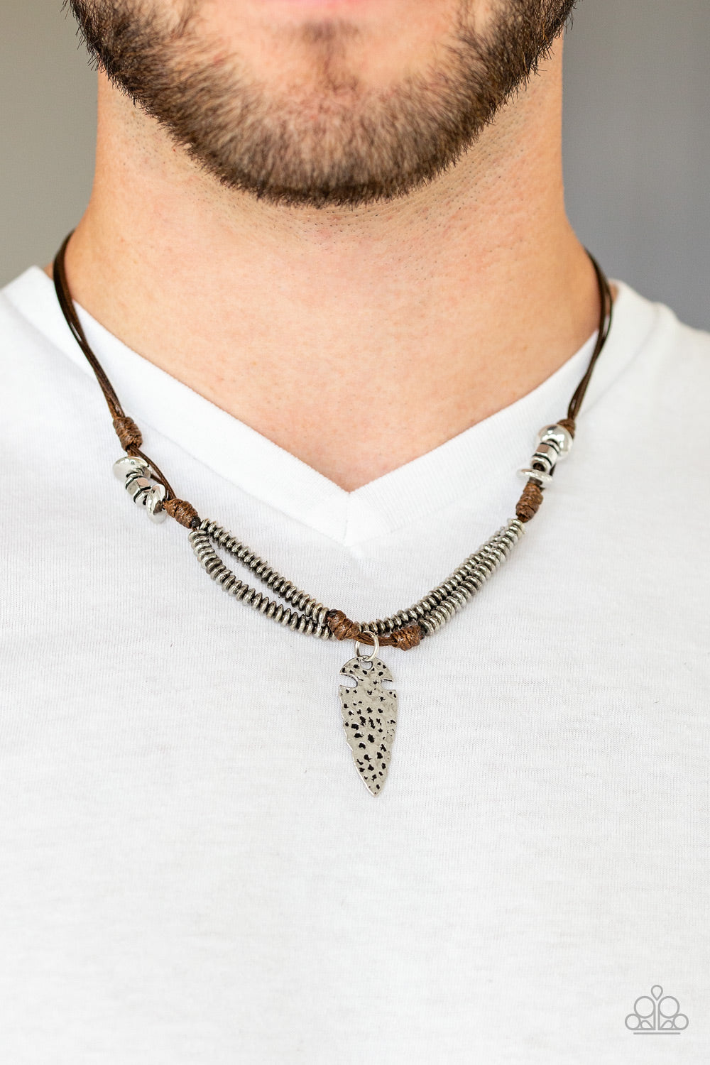 Paparazzi ♥ Off With His ARROWHEAD - Brown ♥ Mens Necklace