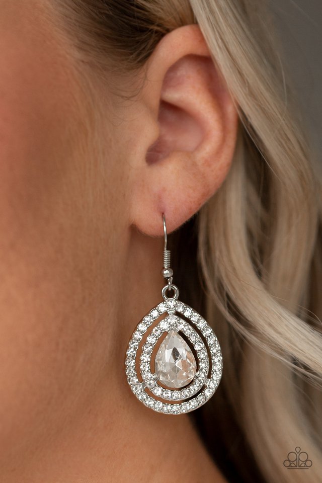 Paparazzi ♥ Millionaire Debonair - White ♥ Earrings