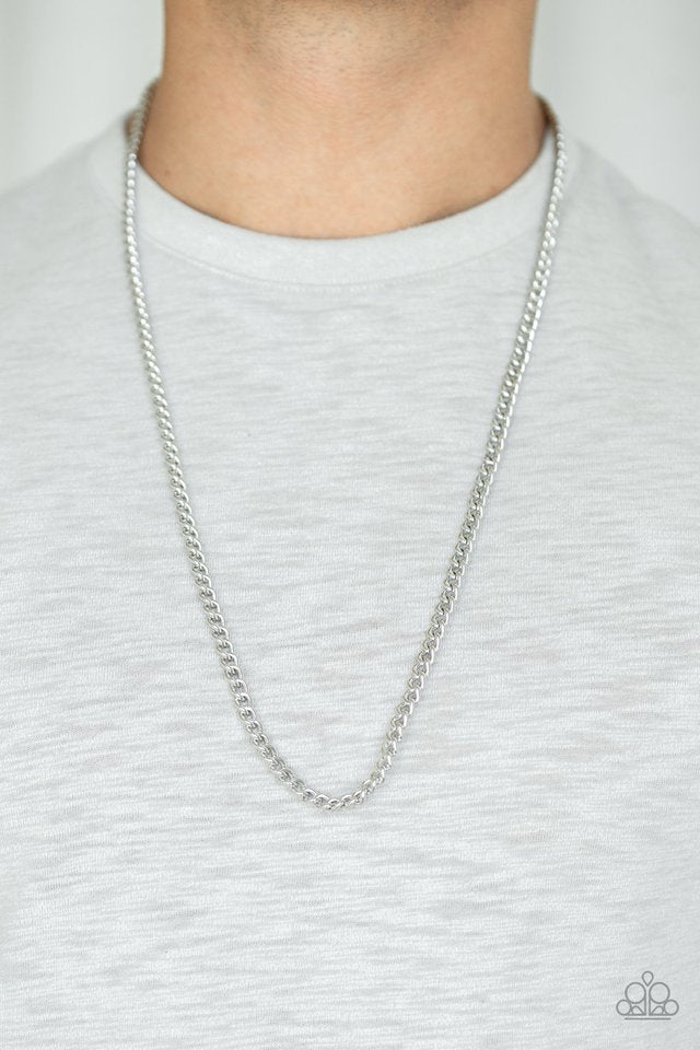 Paparazzi ♥ First Rule Of Fight Club - Silver ♥ Mens Necklace