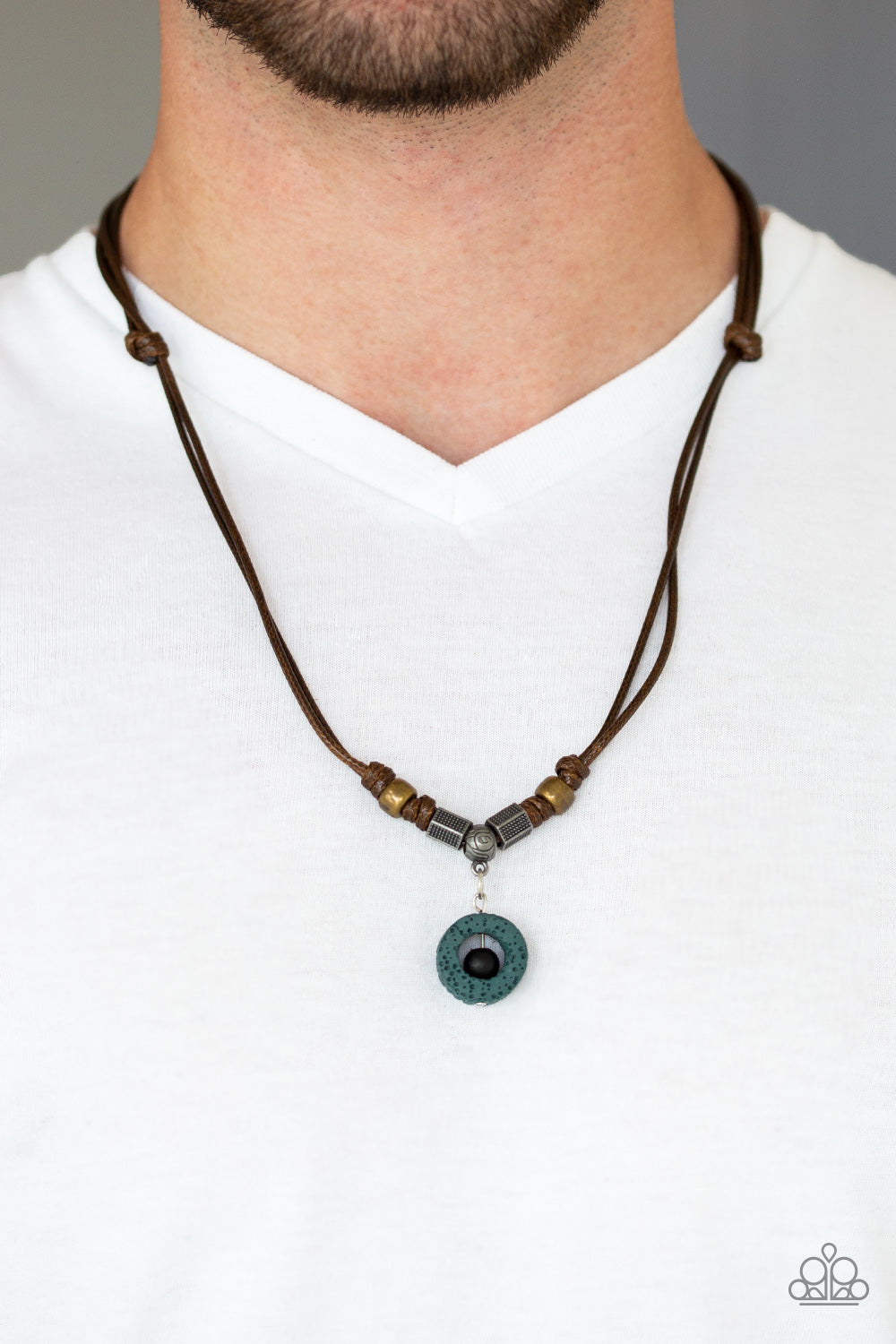Paparazzi ♥ Tiki Thunder - Green ♥ Mens Necklace