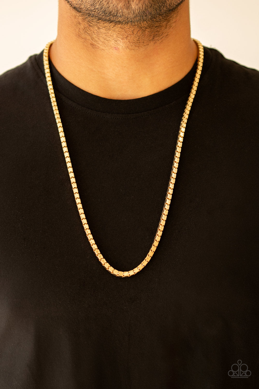 Paparazzi ♥ Boxed In - Gold ♥ Mens Necklace