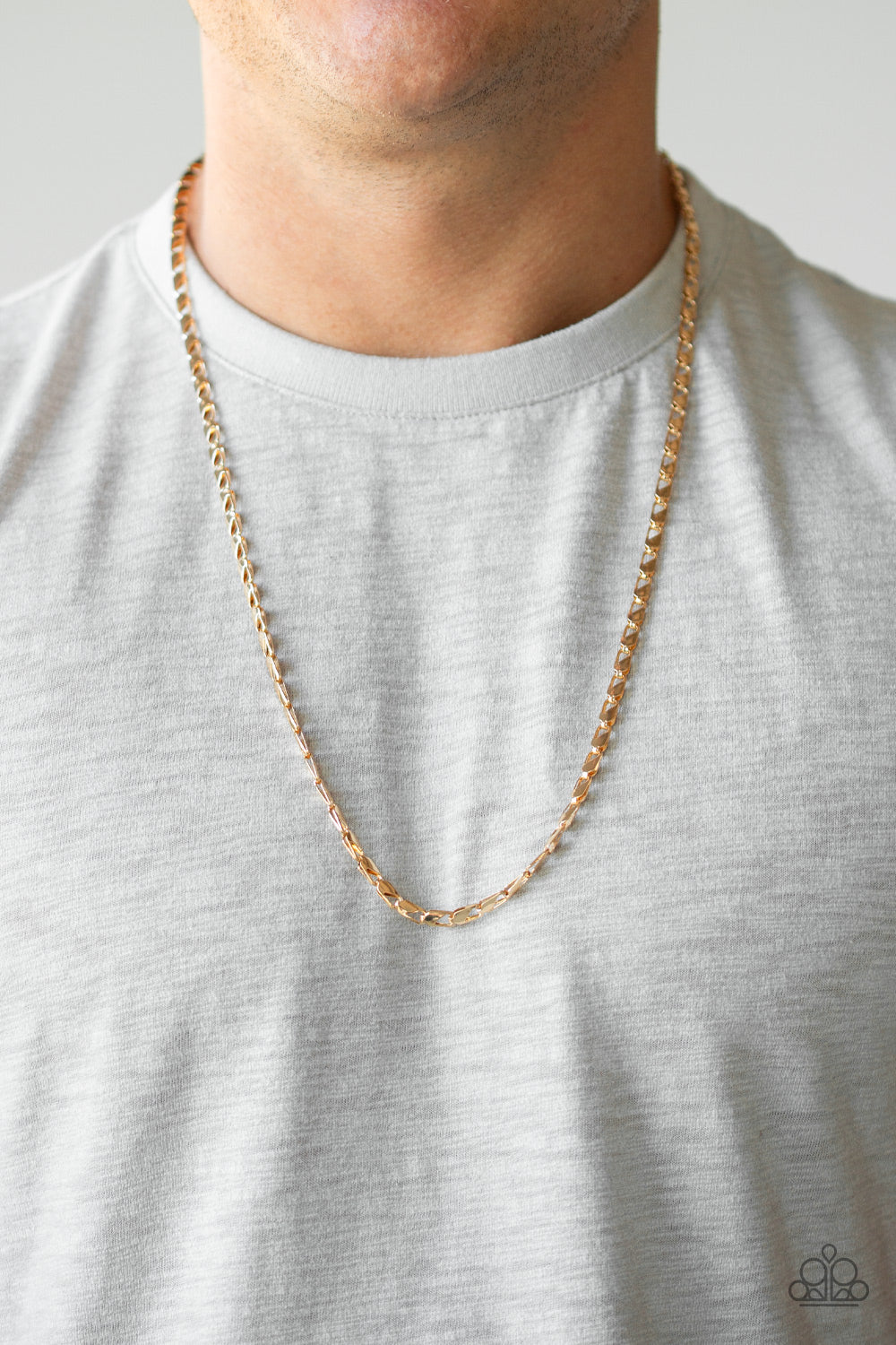 Paparazzi ♥ Free Agency - Gold ♥ Mens Necklace