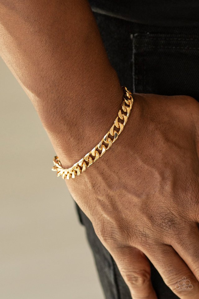 Paparazzi ♥ Take It To The Bank - Gold ♥ Mens Bracelet
