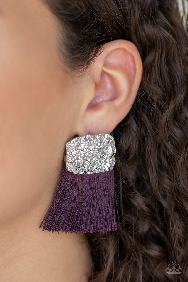 Paparazzi ♥ Plume Bloom - Purple ♥ Post Earrings