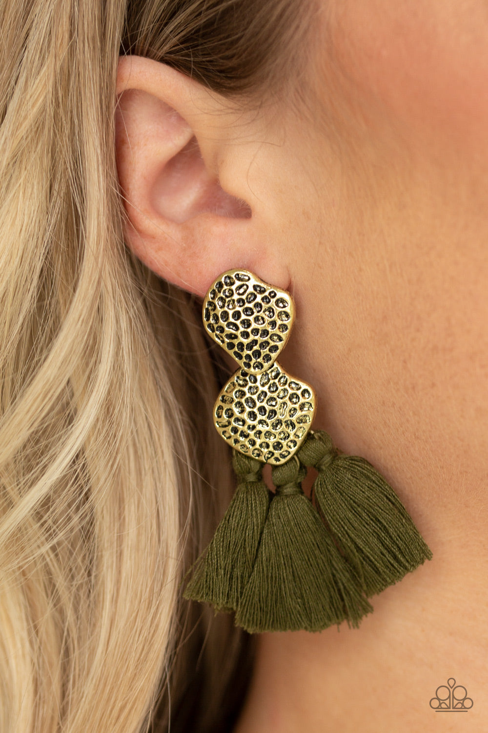 Paparazzi ♥ Tenacious Tassel - Green ♥ Post Earrings