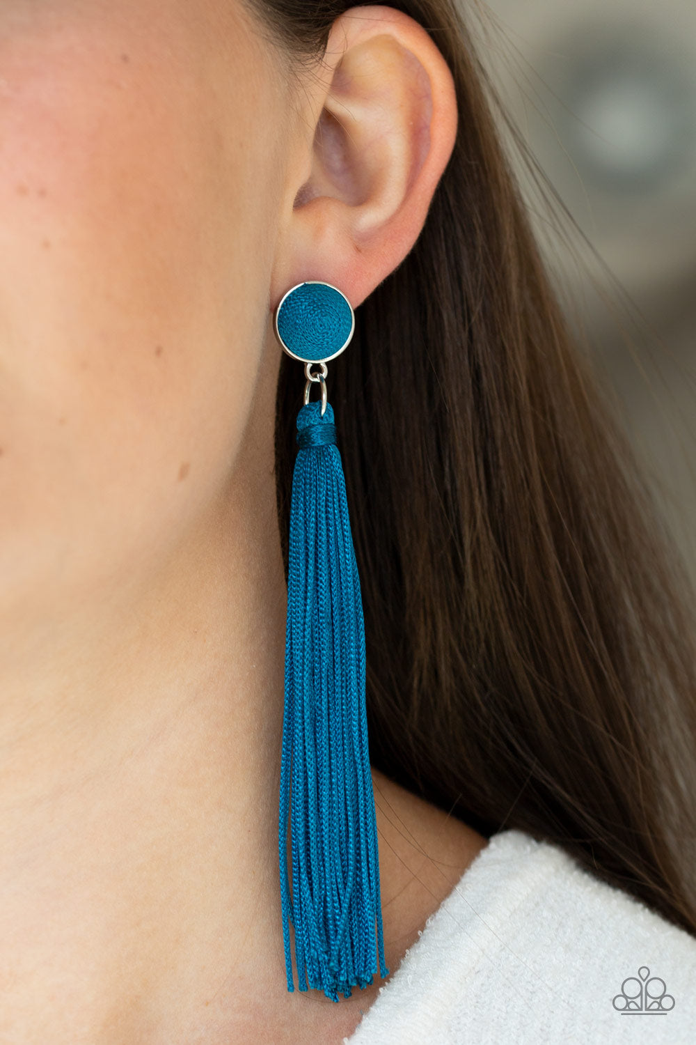 Paparazzi ♥ Tightrope Tassel - Blue ♥ Post Earrings