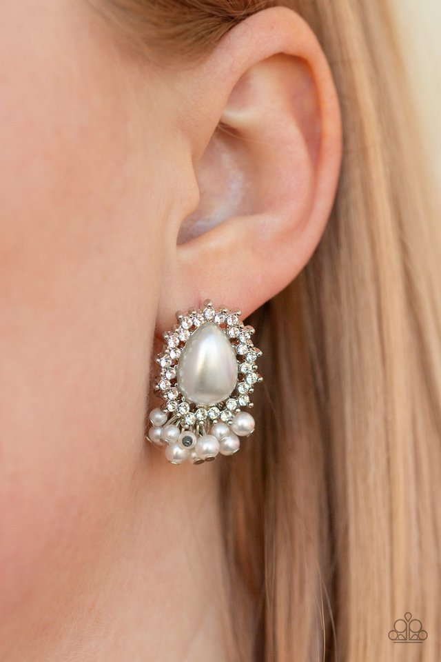 Paparazzi ♥ Castle Cameo - White ♥ Post Earrings