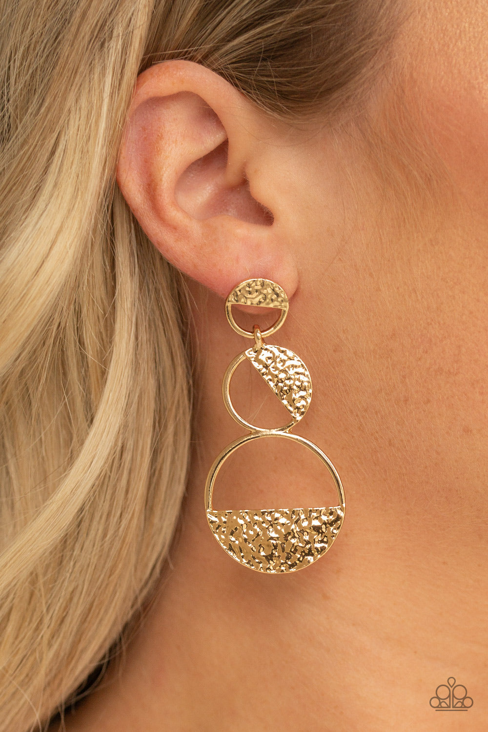 Paparazzi ♥ Triple Trifecta - Gold ♥ Post Earrings