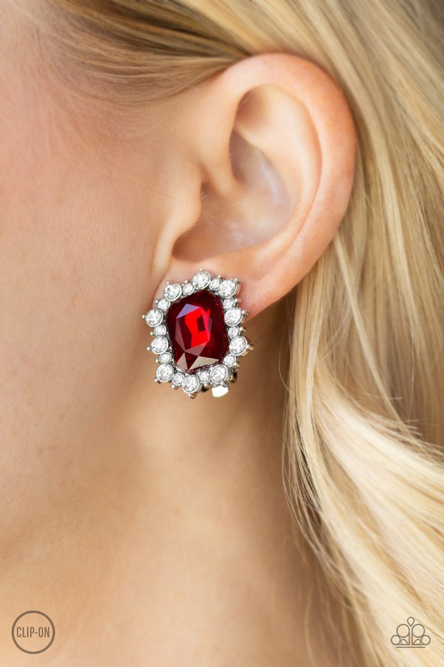Paparazzi ♥ Prime Time Shimmer - Red ♥ Clip-On