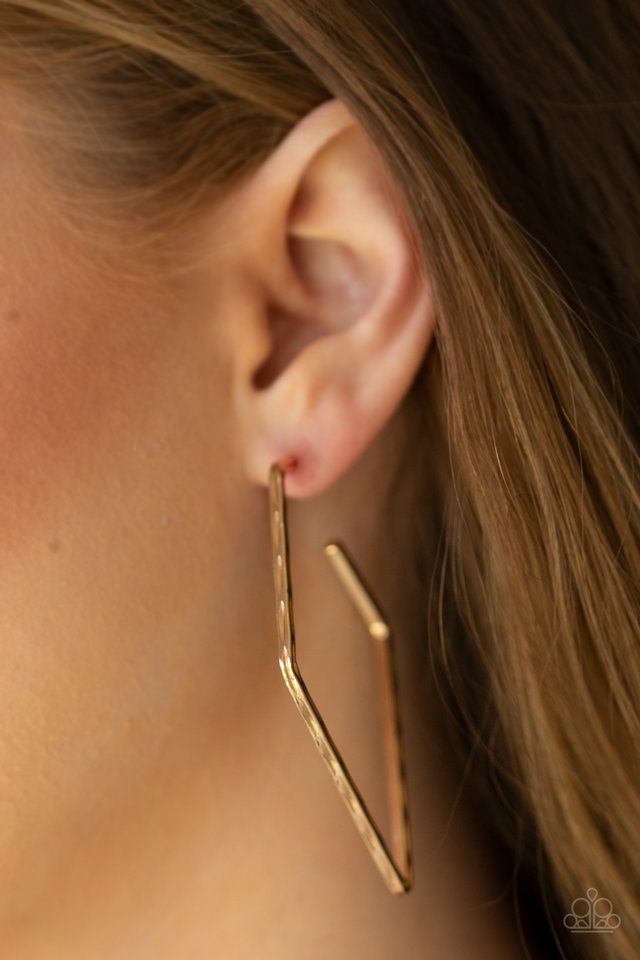 Paparazzi ♥ Geo Grunge - Gold ♥ Earrings
