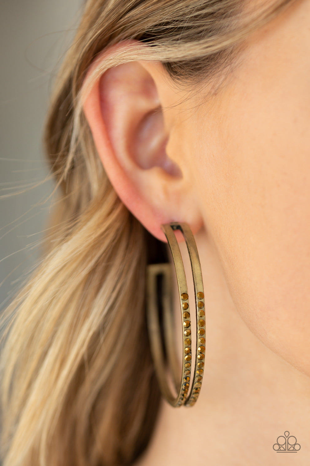 Paparazzi ♥ Double The Bling - Brass ♥ Earrings