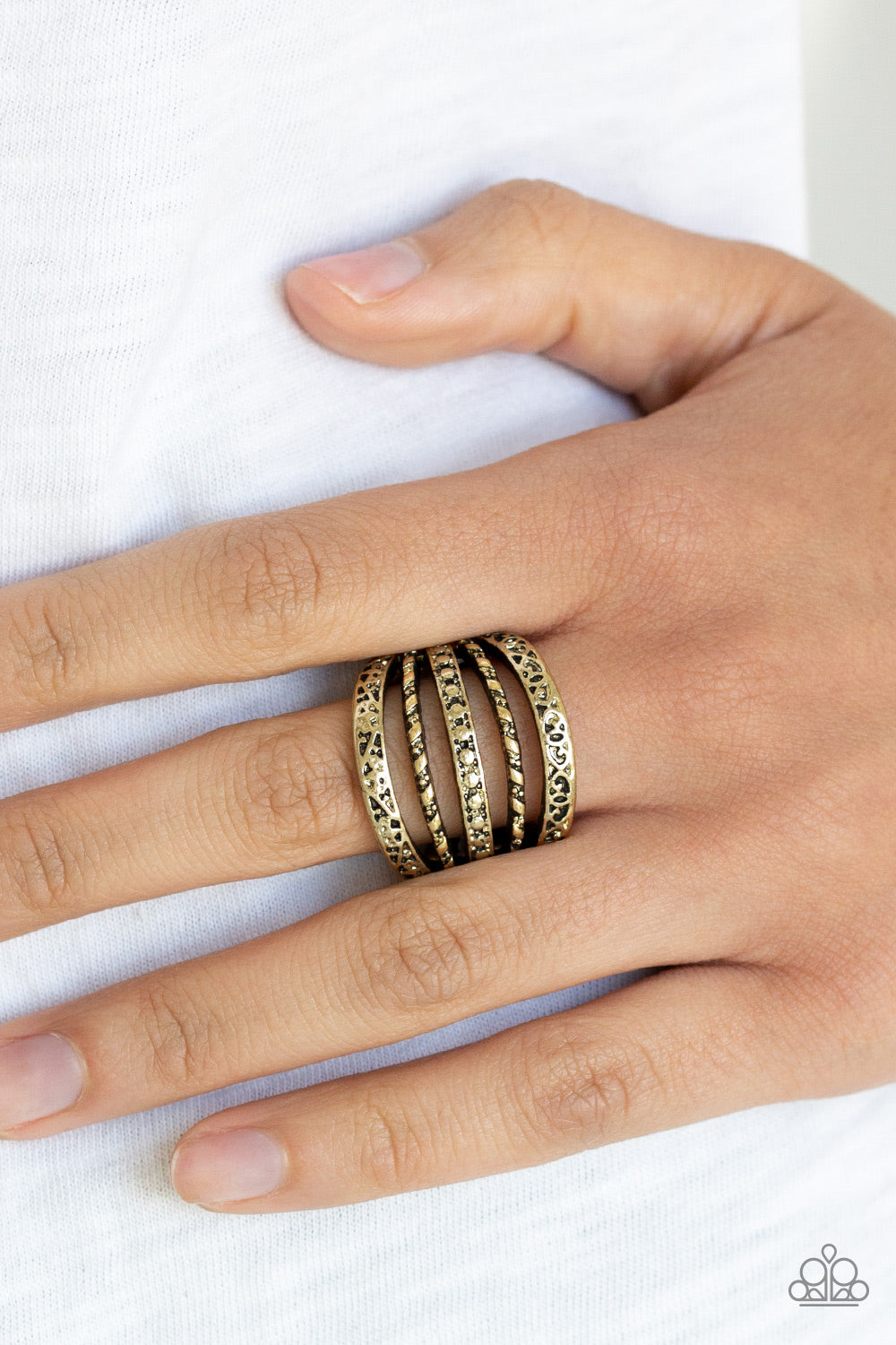 Paparazzi ♥ Textile Bliss - Brass ♥ Ring