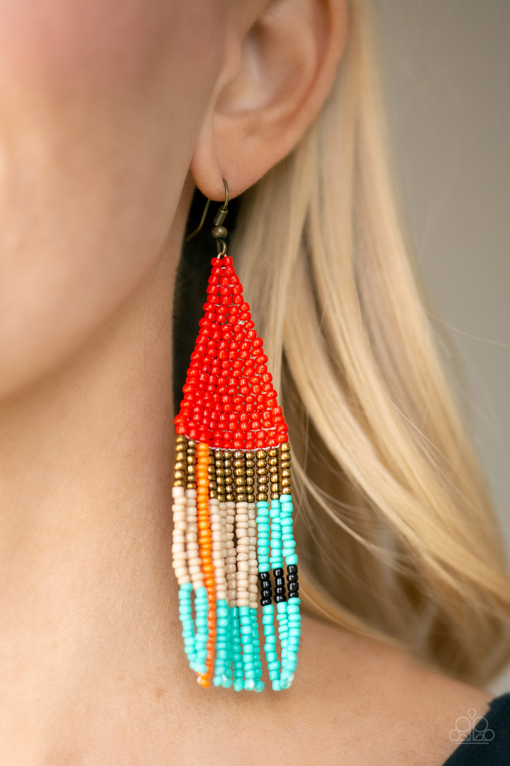 Paparazzi ♥ Beaded Boho - Red ♥ Earrings