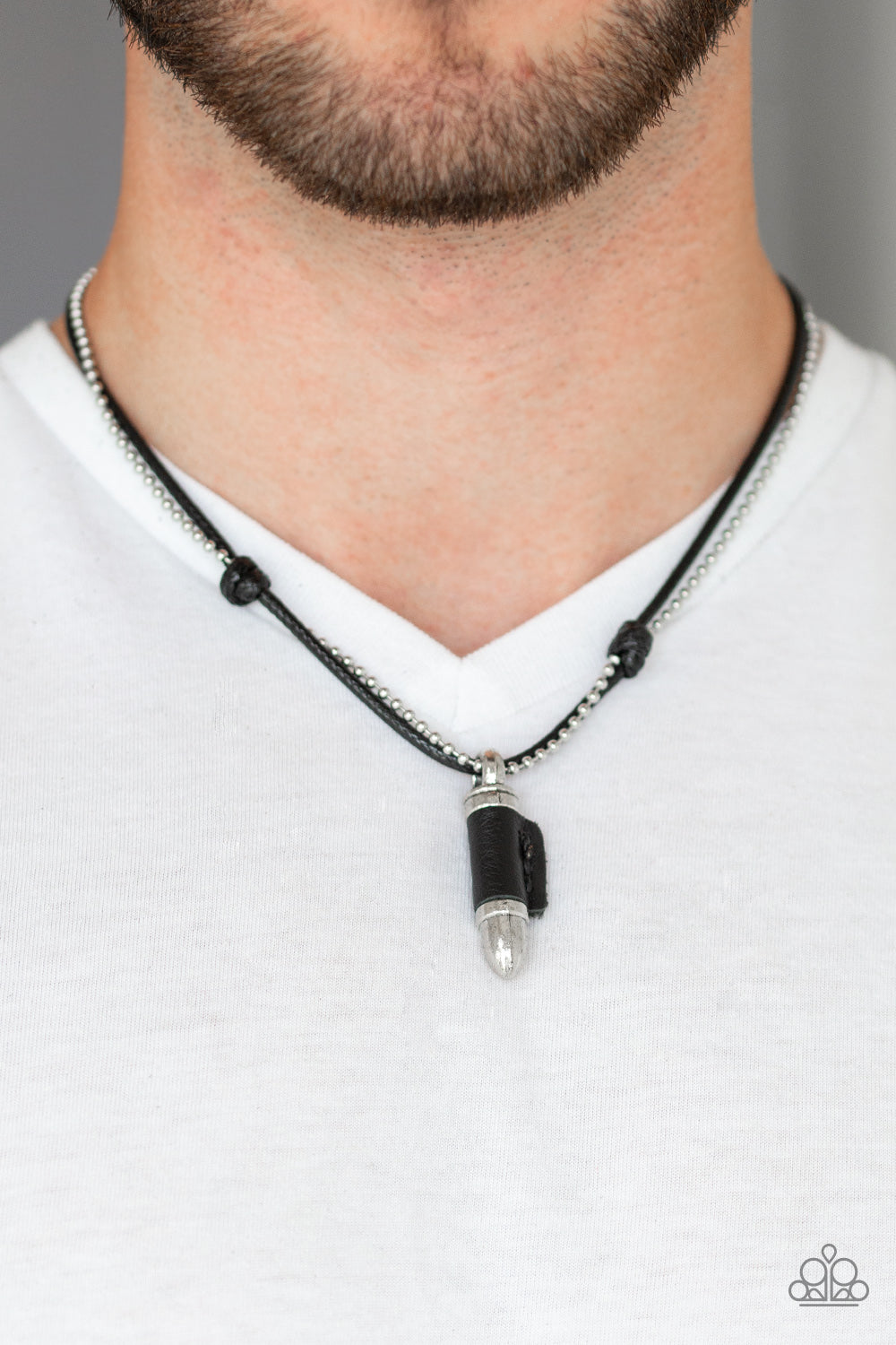 Paparazzi ♥ Magic Bullet - Black ♥ Mens Necklace