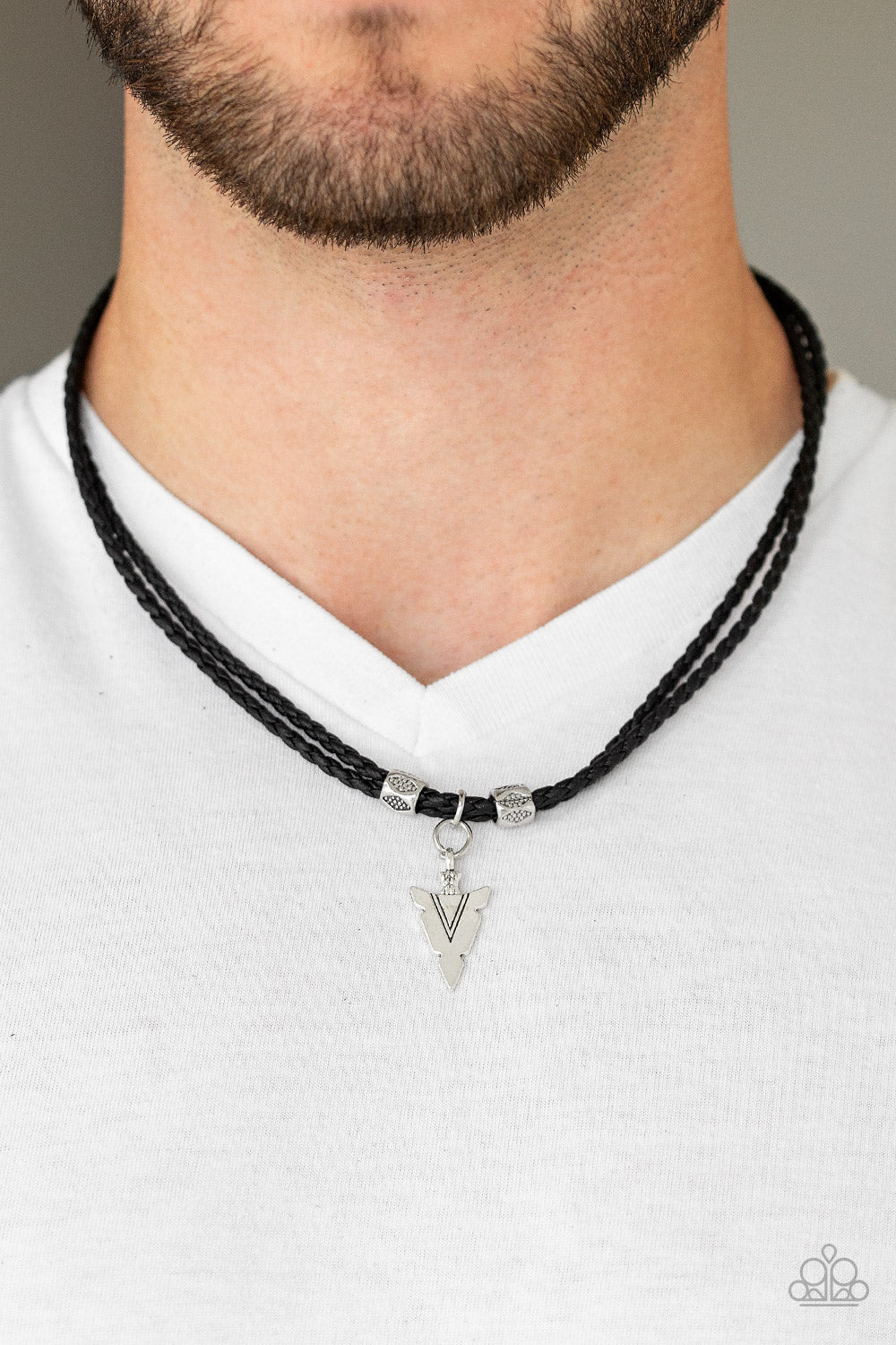 Paparazzi ♥ Arrow Edge - Black ♥ Mens Necklace