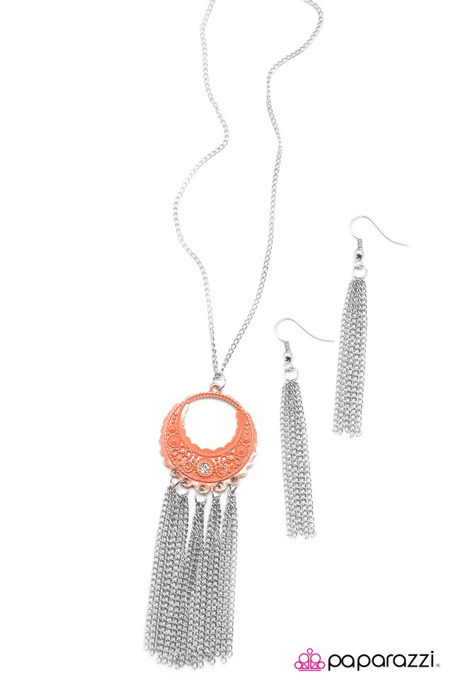 Paparazzi ♥ Hanging On Every Word - Orange ♥ Necklace