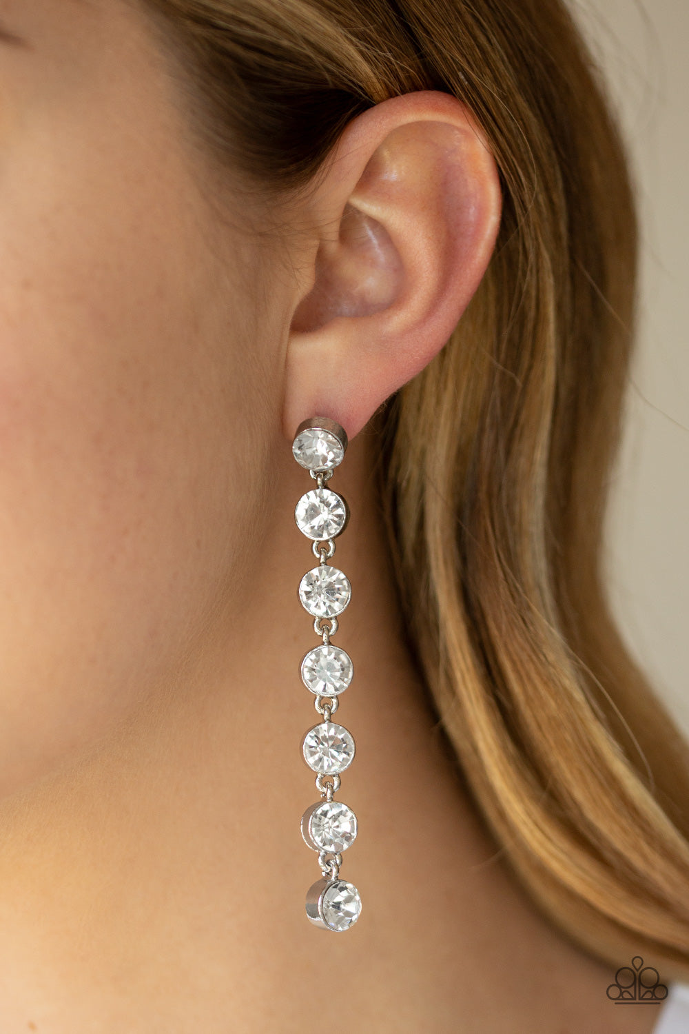 Paparazzi ♥ Dazzling Debonair - White ♥ Post Earrings