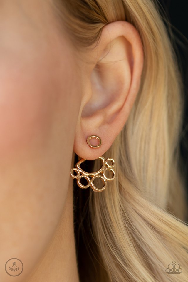 Paparazzi ♥ Completely Surrounded - Gold ♥ Post Earrings