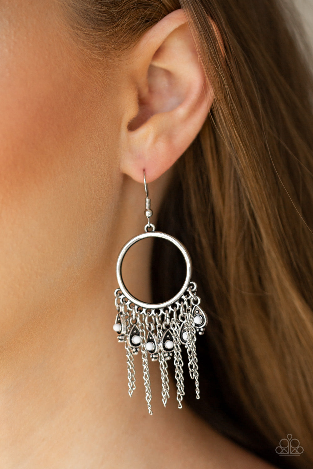 Paparazzi ♥ Very Vagabond - White ♥ Earrings