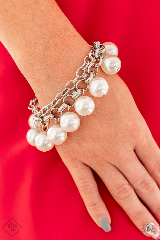 Paparazzi ♥ Word On Wall Street - White ♥ Bracelet