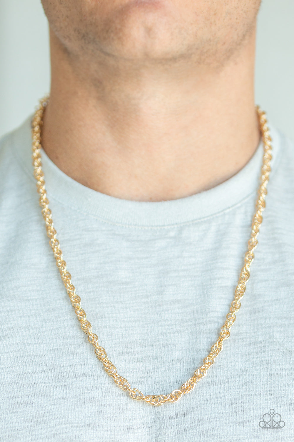 Paparazzi ♥ Lightweight Division - Gold ♥ Mens Necklace