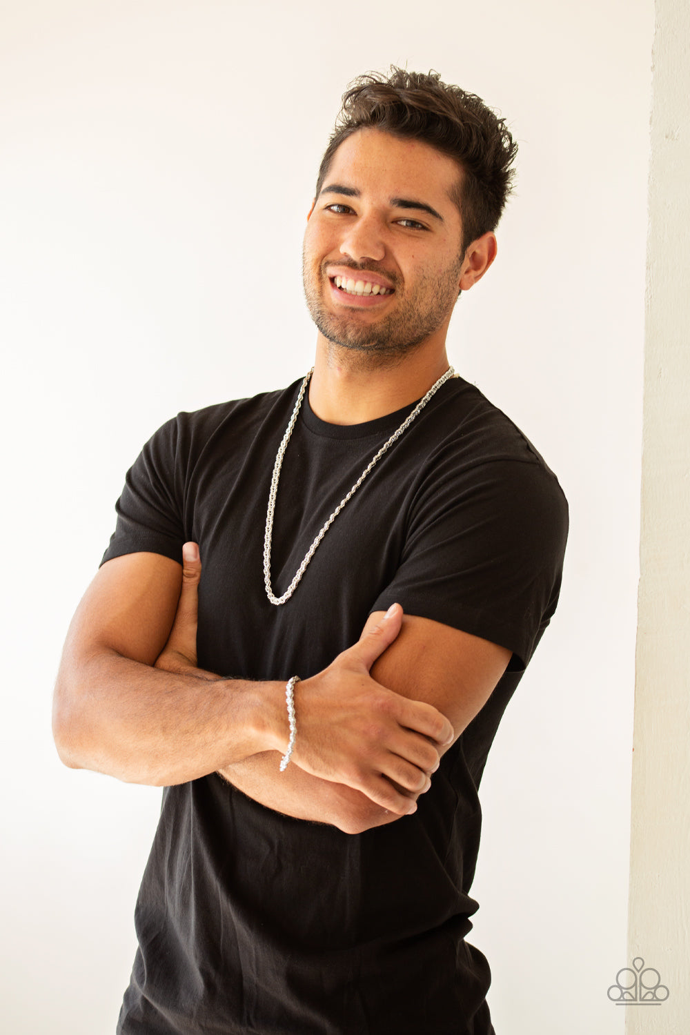 Paparazzi ♥ Go Down Fighting - Silver ♥ Mens Necklace