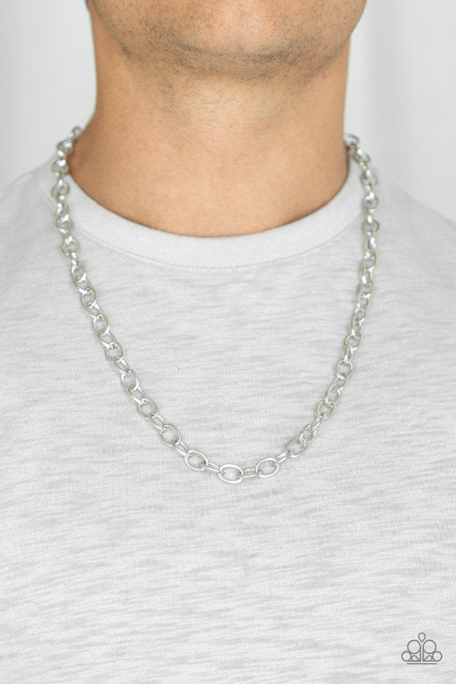 Paparazzi ♥ Courtside Seats - Silver ♥ Mens Necklace