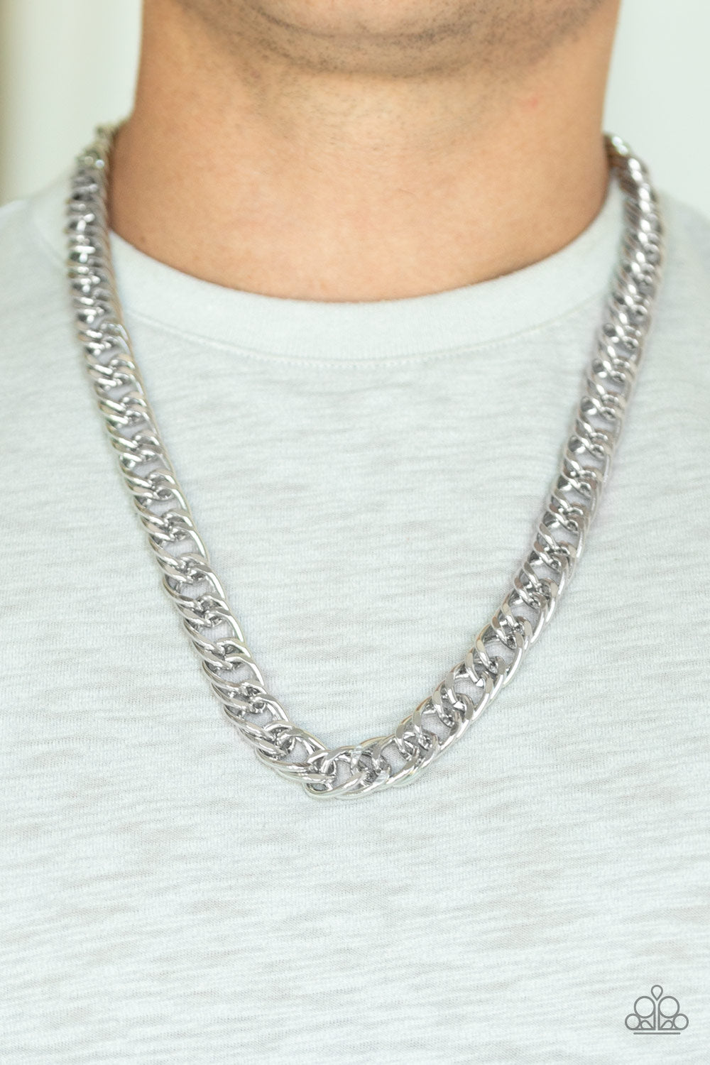 Paparazzi ♥ Omega - Silver ♥ Mens Necklace